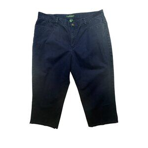 Lauren Ralph Lauren Womens Capri Pants Size 16 Navy Blue Mid-Rise Casual Pockets